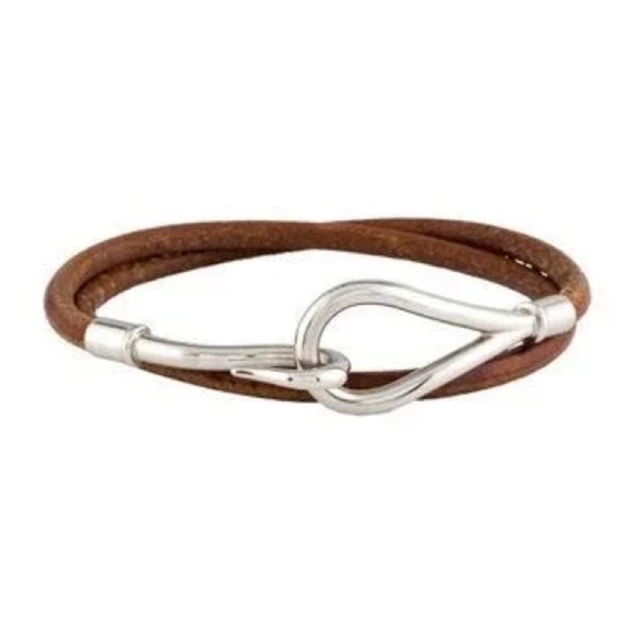 Hermes Brown Silver  Double Tour Wrap Bracelet - Picture 2 of 8